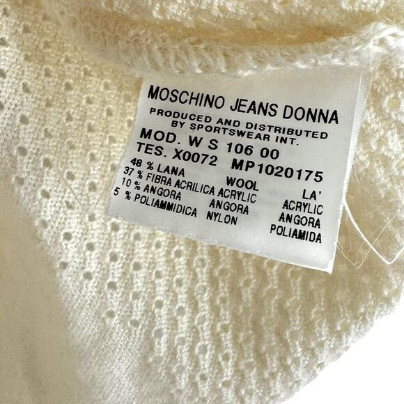 Moschino Ivory Wool & Angora V-Neck Sweater Size 8 - Picture 5 of 5